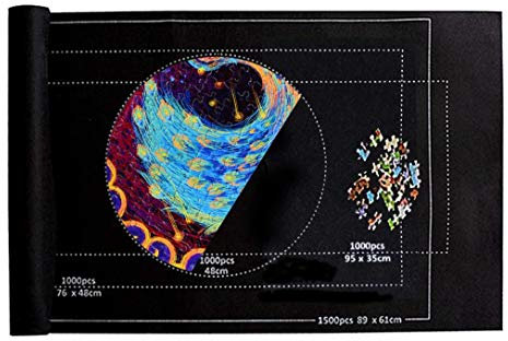 SoulQool Puzzle Mat Roll Up 1500 Pieces,Large Puzzles Board Jigsaw Roll Mat Felt Mat for Puzzle Storage Transport 24 * 46in