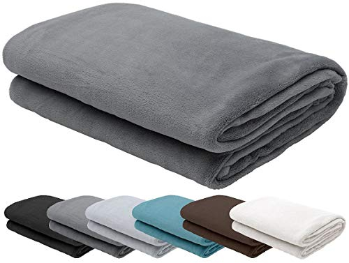 L.E.M.B. Hometrends Kuscheldecke Decke Wohndecke Tagesdecke Sofadecke Fleecedecke Mikrofaser Strokkur 150 x 200 cm anthrazit