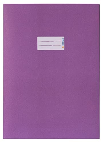 HERMA 5536 Heftumschläge A4 Papier Violett Lila, 10 Stück, Hefthüllen mit Beschriftungsfeld aus extrem kräftigen Papier & satten Farben, Heftschoner Set für Schulhefte, farbig
