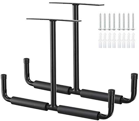 HOME COMPOSER Lot de 2 crochets de rangement pour garage | Support de plafond utilitaire robuste | Support de rangement antidérapant noir pour garage, charge maximale de 40 kg
