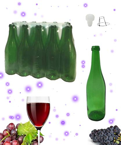 Bottiglie Per Vino Emiliana cc 750 Tappo Sughero venduta in pacchi da 20 pezzi completa di Tappo e Gabbietta Metallica