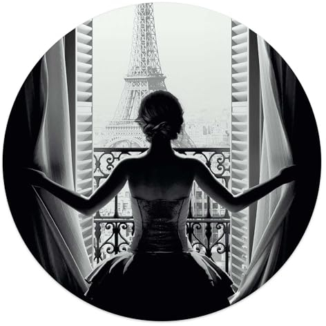 REINDERS Glasbild, Frau in Paris, Schlafzimmer, Poster, Wanddeko, Glasbilder, Glas, Schwarz-Weiß, Ø 50