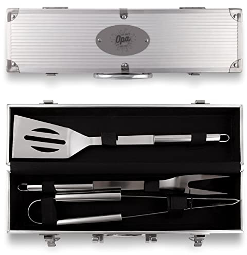 Grillkoffer 3-teilig Grillbesteck Edelstahl Grill Set Geschenkidee - der Beste Opa der Welt