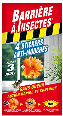 BARRIERE A INSECTES Stickers Anti-Mouches Vitres, Jusqu'à 3 mois d'efficacité, 4 Stickers, BARSTIK4