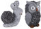 etc-shop Solar Gartenskulptur für Außen Gartendeko Schnecke Eule Figur Skulptur grau Akku, 1x Schnecke und 1x Eule, Kunststoff, 2x LED 3000K, 2er Set