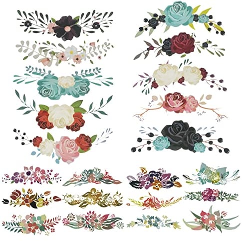 Woohome 22 Stück Patches zum Aufbügeln Blumen Transferpapier zum Aufbügeln Aufnäher Patches Bügeln Thermotransfer Bügelbilder Blume für Kleidung, T-Shirt, Jeans, Taschen DIY