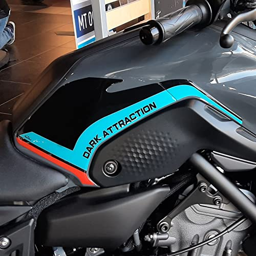 Resin Bike Aufkleber für Motorrad Kompatibel mit Yamaha MT-07 2022 Cyan Storm. Seitenschutz für den Tank vor Stößen und Kratzern. Paar 3D-Harzklebstoff - Stickers - Made in Italy