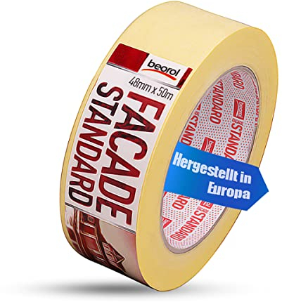 BigDean by Beorol Kreppband Malerband Standard - 48mm x 50m - Malerkrepp für sauberes Abkleben im Außen- & Innenbereich - Abdeck Klebeband Abklebeband Abdeckband Maler Tape Kreppklebeband