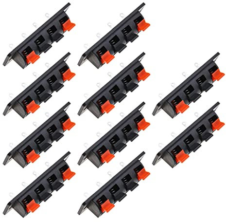 10pcs Morsettiera Altoparlante 4 Pin Amplificatore Molla Guarnizione Morsetto Test Clip Altoparlante Stereo Fascia Forma Spingere Rilascio Connettore Piastra 4 Posizione