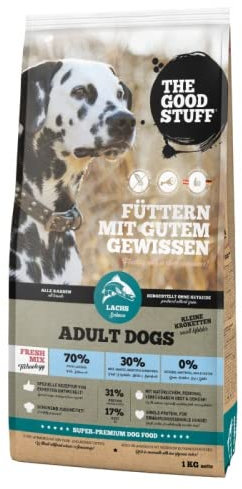THE GOODSTUFF Minis Lachs (Adult) 1 kg | Hochwertiges Hundetrockenfutter getreidefrei | Mit frischem Lachs | Hundefutter trocken für ausgewachsene Hunde | Super-Premium Trockenfutter für Hunde