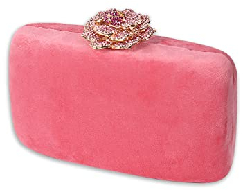CORIOS Damen Abendtasche Samt Clutch Bag Glitter Handtasche Glänzend Schultertasche Kette Tasche Shining Portemonnaie Elegante Umhängetasche für Cocktail Party Tanzparty Abendparty Rosa