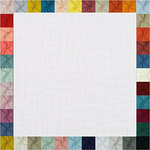 Hochwertiger Musselin Stoff Meterware - weicher Baumwollstoff für Kleid Baby Decke Tuch Tagesdecke Bettwäsche ÖkoTex Double Gauze uni Baumwollstoffe Dekostoff Stoffe zum Nähen Meterware (weiß)