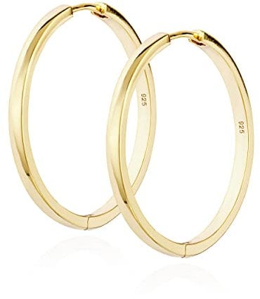 NKlaus Paar Klappcreolen rund 925 Silber vergoldet hochglanz 29mm Creolen Ohrringe 11850