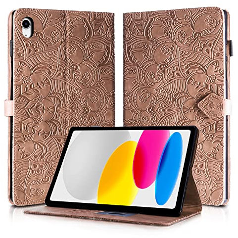 Rostsant Coque iPad 10e génération 10.9 2022 A2757 Housse en Cuir PU Portefeuille Stand Support Etui Coque Protection Tablette für iPad 10e génération 10.9 Pouces 2022 A575- Marron