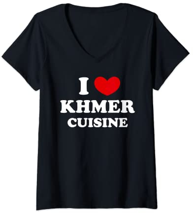 I Love Khmer Cuisine, Ich liebe Khmer-Küche T-Shirt mit V-Ausschnitt