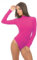 Magi Langarm Damen Stringbody mit Langen Ärmeln Bodysuit mit Halbkragen Basic Body Größen (Pink,L)