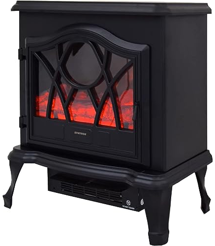 Syntrox Germany Elektrokamin Umbala, freistehend modern, Luxus Komfort, sicherer Elektrokamin, Dekokamin, Wohnzimmerdekoration, Freistehend, Heizung, Elektroheizung