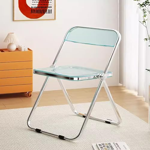 WestUx Transparente Acryl Klappstühle,Stapelbare Esszimmerstühle aus Kunststoff, Portable Event Stuhl für Schlafzimmer und Wohnzimmer,G,44x53x80cm(17x21x31inch)