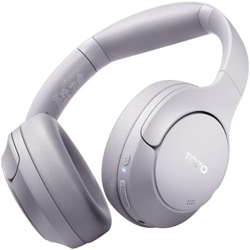 TOZO HT2 Hybrid Active Noise Cancelling Wireless Headphones, 60H Playtime Lossless Audio Over Ear Bluetooth Headphones, Hi-Res Audio Deep Bass Foldable Lightweight Headset for Workout