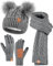Winuesa Mütze, Schal & Handschuh-Sets für Damen, Beanie Mütze Damen Winter mit Bommel Fleece Gefütterte, Touchscreen Handschuhe Schal Cap 3 in 1 Geschenk Set(Grau)