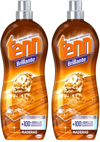 Tenn Brillante Maderas - Limpiador para suelos de madera o parquet. Efecto reparación y brillo 100% duradero en superficies dañadas - Secado rápido y baja espuma 1,25 Litros (Paquete de 2)