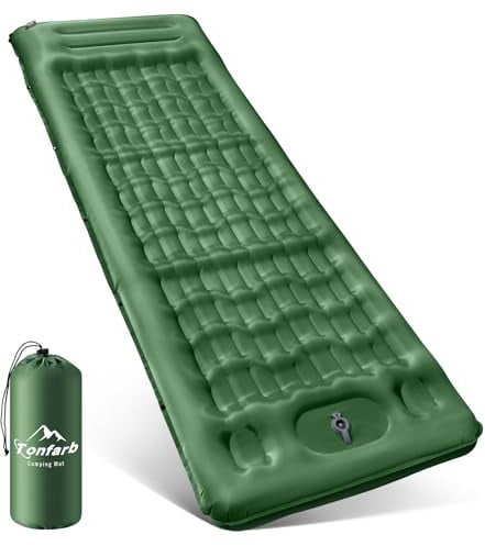 Tonfarb Isomatte Camping Selbstaufblasend, 12CM Verdicktes Aufblasbare Matratze mit Fußpresse Pumpe, Ultraleicht Wasserdicht Luftmatratze Outdoor, Anti-Ripstop Schlafmatte für Wandern und Strand