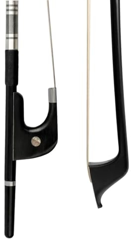 Arco de violín para principiantes Arco Vertical Para Contrabajo, Tamaño 1/4, Crin Natural Alemán, 70 Cm, Palo De Fibra De Carbono, Ébano, Tono Cálido, Arco De Contrabajo