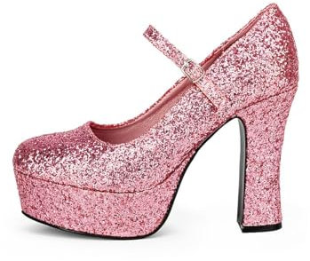 Maskworld Plateau Schuhe für Damen - rosa-pink mit Glitter - Schuhgröße: 40