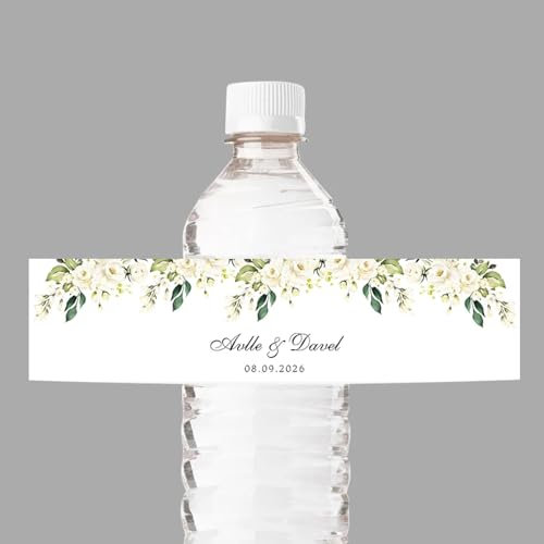 Etichette Per Bottiglie D'Acqua Da 50/100 Pezzi - Personalizzazione Personalizzata Testo Data Bottiglia Adesivo Per Bottiglia D'Acqua Per Matrimonio, Etichette Decorazioni Per Feste Di Compleanno I