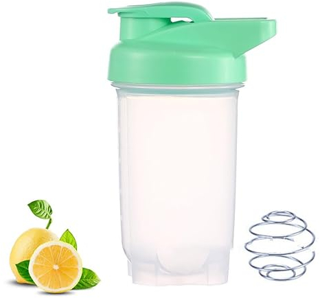 HZYUEKUN Protein Shaker Bottle 300ml with Stainless Steel Mixing Ball, BPA- and DEHP- free, Leakproof Flip On Lid, Odourless, Temperature Safe, Dishwasher Safe - Green
