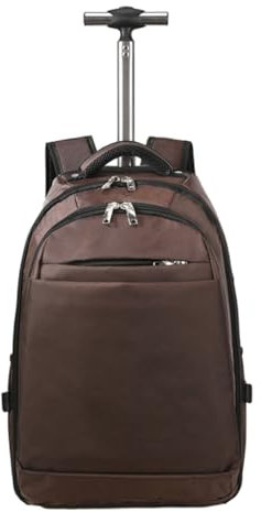 Sxett Sac à dos à roulettes pour ordinateur portable - Résistant aux éclaboussures - Pour ordinateur portable - Valise à roulettes - Pour homme et femme, marron