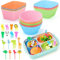 100PCS Silicone Lunch Box Dividers Kit, Reusable Silicone Cupcake Liners Muffin Cups, Fun Lunchbox Bento Box Accessories, Cute Food Picks for Kids (38 Baking Cups + 62 Animal Picks)