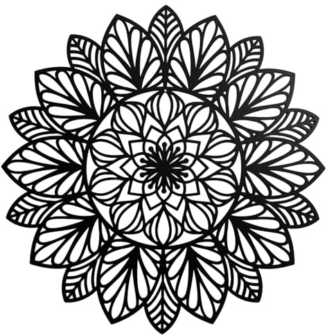 SENTOP HDF0255 Geschnitztes Bild an der Wand aus Holzmaterial für den Innenraum, Blume (Schwarz, 70 cm)