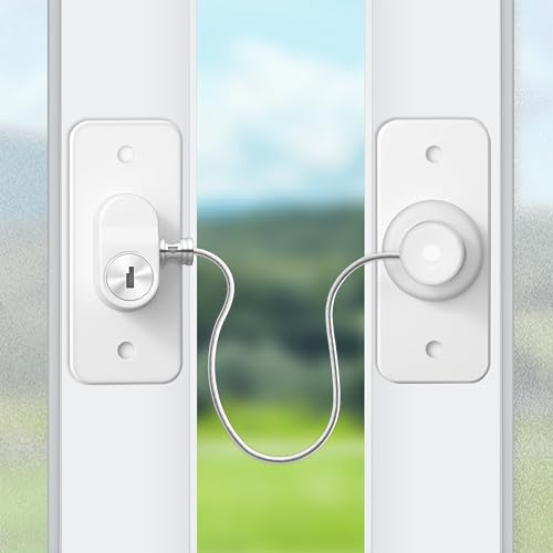 OTLGEUA Fenstersicherungs-Set für UPVC-Fenster, ohne Bohren, Fenstersicherheitsschloss, Kühlschrankschloss für Kinder, Sicherheit mit Schrauben und Schlüsseln, 2 Stück