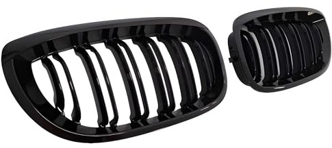 Doppelrippen Kühlergrill Grill Glanz Schwarz für BMW E46 Coupe Cabrio 02-05 Schwarz Glanz