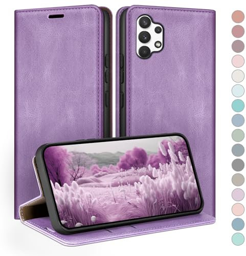 HUOUH for Samsung Galaxy A13 5G Wallet case with RFID Blocking PU Leather,Flip Folio Book covers,Credit Card Holder Shockproof Phone case Women Men for Samsung A13 case Light Purple