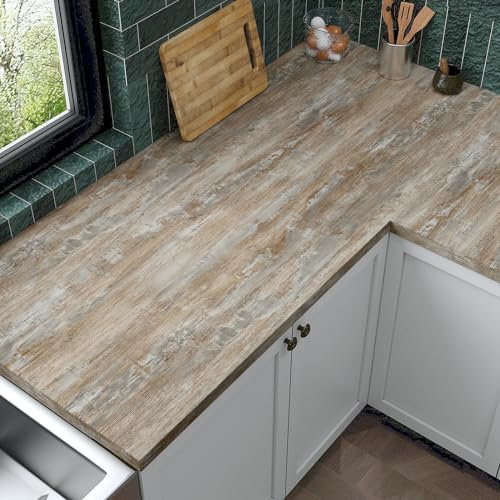 VaryPaper Self Adhesive Rustic Wood Wallpaper 40cmx800cm Wood Effect Sticky Back Plastic Thick Lining Paper for Wall Kitchen Vinyl Wrap for Worktop Cupboards Adhesive Table Cover Furniture Wrap