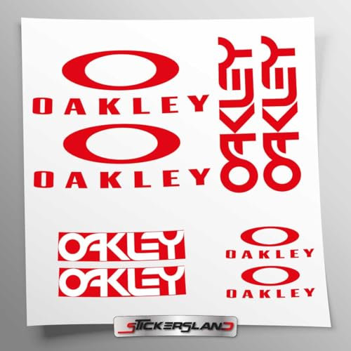 Stickersland® Oakle Aufkleber-Set Rot, PVC, Outdoor, Logos, Mountainbike-Aufkleber-Set, Sticker-Set