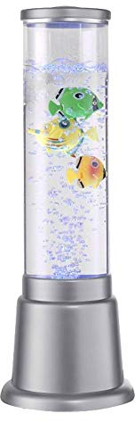 LED Wassersäule Sprudelsäule mit drei Deko-Fischen RGB-Farbwechsler Deko-Tischleuchte mit Fischen, Kunststoff, LED Farbwechsler, DxH 12,5x36 cm