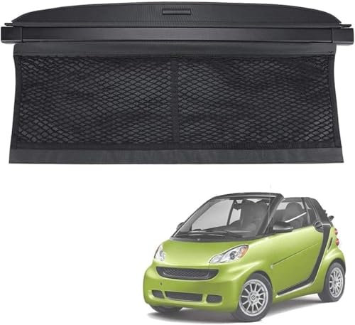 DdaiXQ Auto Einziehbare Hintere Kofferraum Hutablage Für Smart 451 Fortwo 2007-2014, Kofferraum Ablagen Schutz Abdeckung Cargo Cover Gepäckrollo