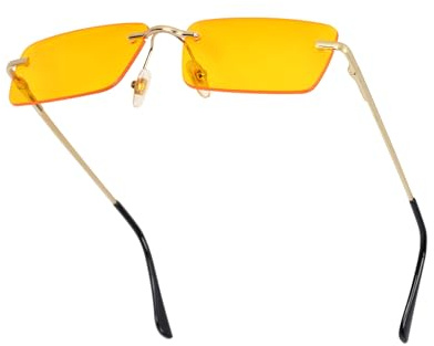 besbomig Gafas de Sol Sin Montura Rectangulares para Mujer Hombre Vintage Lentes de Sol Mujer Gafas Cuadradas Pequeñas para Fiesta Moda con Protección UV400