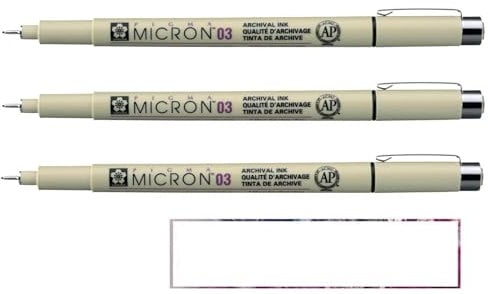Pigma Micron Sakura 03 Schwarz, 3 Stück und 1 Karte