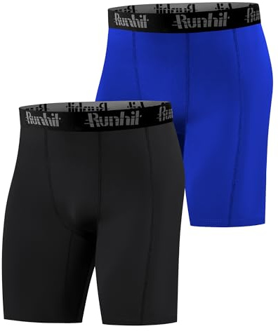 Runhit 1 oder 2 Pack Herren Kompressionsshorts - Schnelltrocknende Fußball Unterziehhose Laufhose Laufunterwäsche Atmungsaktive Radlerhose Männer Base Layer Kompressionshose Tights Kurz
