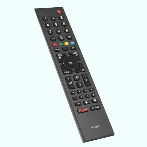 AULCMEET Télécommande de Remplacement TP7187 TP7187R Fit for Grundig LCD TV 39 CLE 2525 BL, 40 VLE 6220 BH, 32 VLE 7321 BL, 40 VLE 7321 BL, 32 VLE 7321 WL, 40 VLE 7322 BL, 32 VLE 785 BL, 32 VLE 789BL