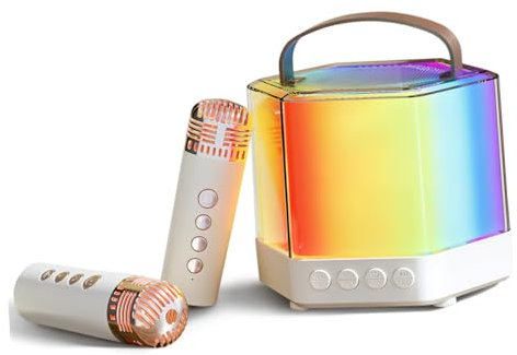 KOMBIUDA Ensemble de Microphones Enceinte karaoké avec Micro Haut-Parleur de karaoké Machine de pour Tout-Petits Microphone pour Machine à Micro de Abdos Beige
