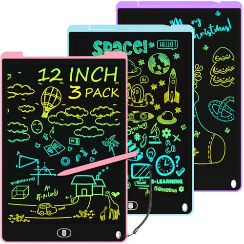 3 Pack 12 Inch LCD Writing Tablet for Kids, Colorful Doodle Board