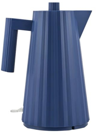 Alessi Plissé MDL06/1DAZ - Bollitore Elettrico 1 L, 2400 W, Presa EU, Blu | Bollitore elettrico di design disegnato da Michele De Lucchi, per acqua, tè e tisane.