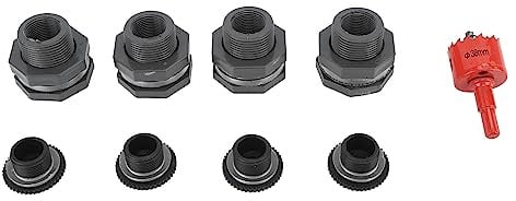 FRELEAN 3/4 Inch Bulkhead Fitting Kit | Sturdy PVC Spigot Connector for Rain Containers/Water Reservoirs/Pools | Includes Hole Saw Tool & 9 Accessories