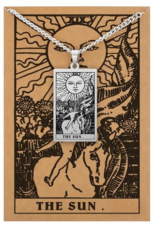 Pax Amare Tarot Kette – 22 Große Arkana Anhänger mit Rider-Waite Karte – Edelstahl Halskette Silberfarben 60cm – Spiritueller Schmuck & Geschenkidee