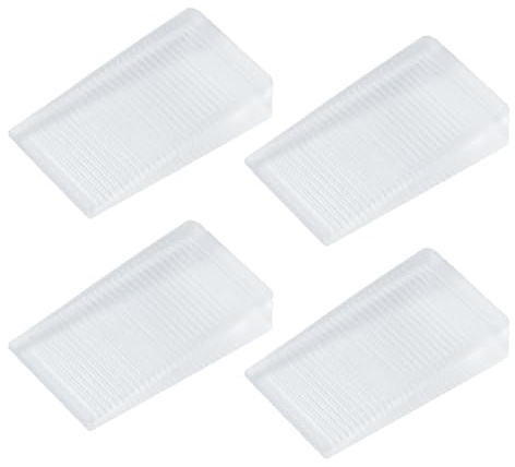 Wedge Door Stops - ShiningUU 4-Pack Clear Rubber Doorstops Wedge for Bottom of Doors | Non-Scratching & Stackable for Home, Office & School